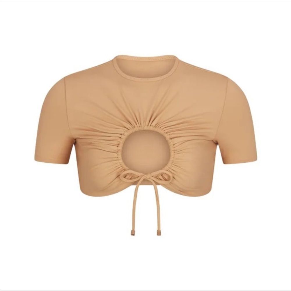 SKIMS NEW XS Almond Swim Ruched T-Shirt‎
